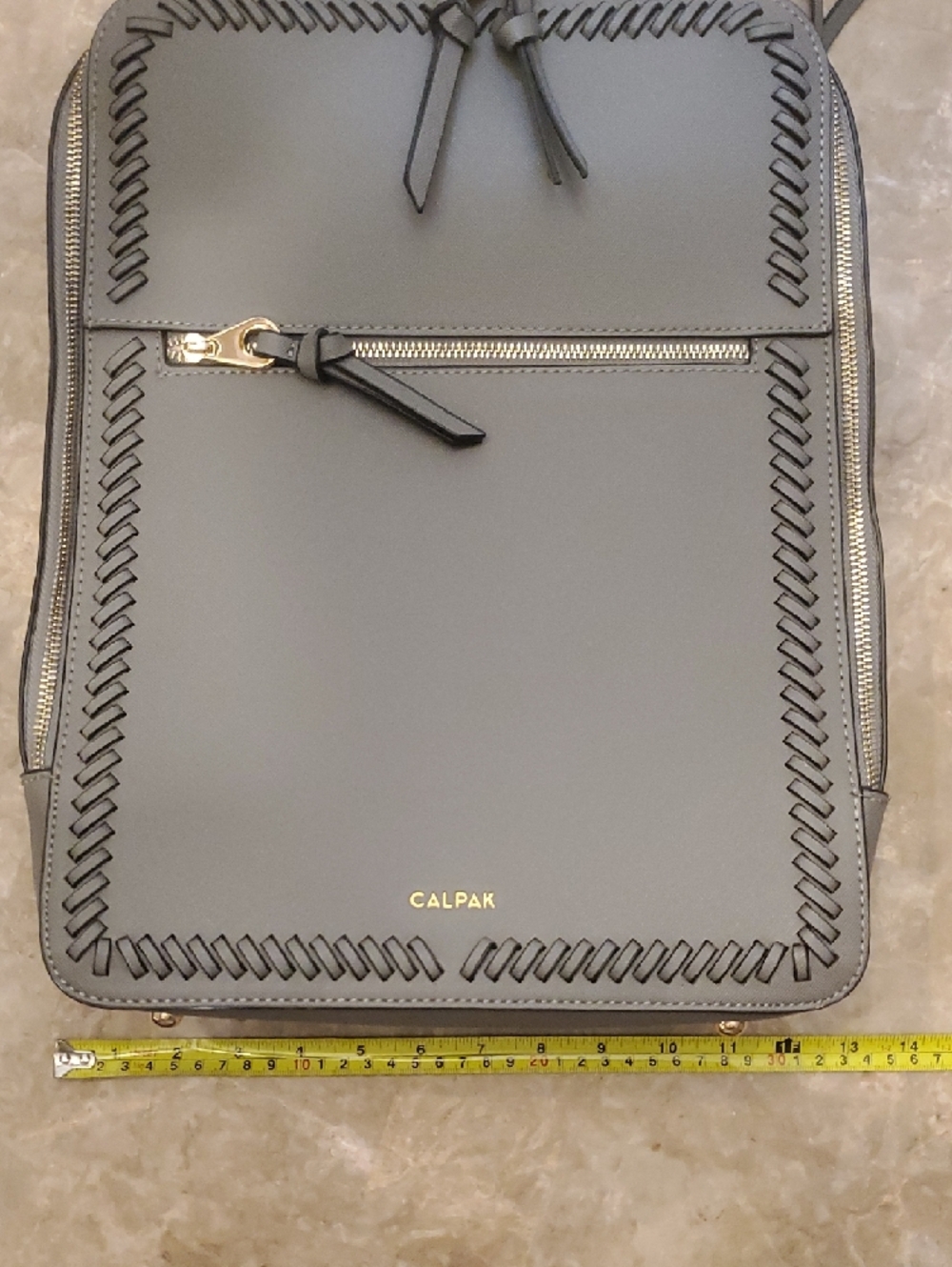 Calpak Kaya Gray Laptop Backpack with Gold Hardware - Picture 7 of 11